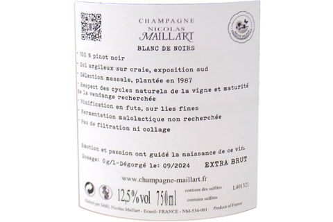 CHAMPAGNE BOUZY GRAND CRU BLANC DE NOIRS EXTRA BRUT "JOLIVETTES" 2020 - NICOLAS MAILLART