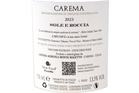 CAREMA DOC "SOLE E ROCCIA" 2023 - MONTE MALETTO
