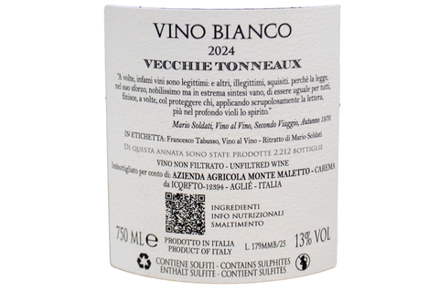VINO BIANCO 100% ERBALUCE DI CALUSO "VECCHIE TONNEAUX" 2024 - MONTE MALETTO