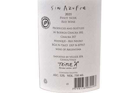 PINOT NERO "SIN AZUFRE" 2021 - BODEGA CHACRA