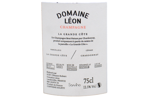 CHAMPAGNE BRUT NATURE "LA GRANDE CÔTE" 2021 - DOMAINE LÉON