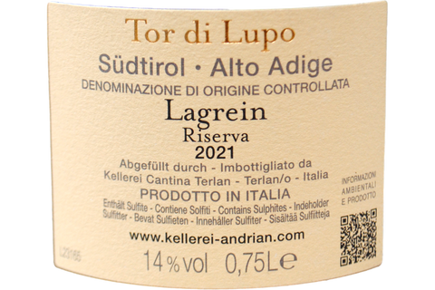 ALTO ADIGE DOC LAGREIN RISERVA "TOR DI LUPO" 2021 - KELLEREI ANDRIAN