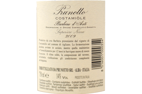 BARBERA D'ASTI DOCG SUPERIORE NIZZA "COSTAMIOLE" 2009 - PRUNOTTO