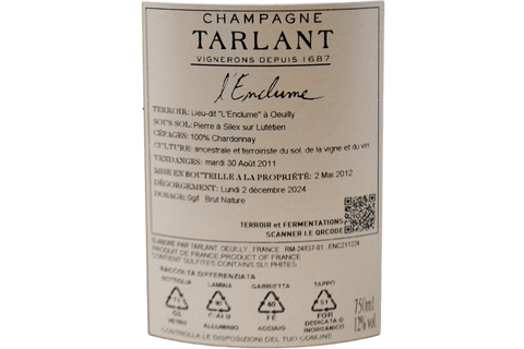 CHAMPAGNE BRUT NATURE BLANC DE BLANCS "L'ENCLUME" 2011 - TARLANT