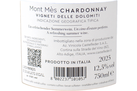 VIGNETI DELLE DOLOMITI IGT CHARDONNAY "MONT MES" 2025 - CASTELFEDER