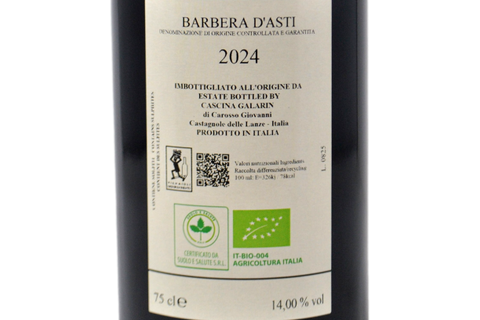 BARBERA D'ASTI DOCG BIO "LE QUERCE" 2024 - CASCINA GALARIN