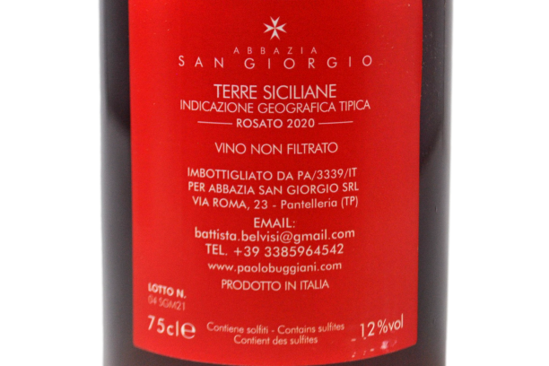 TERRE SICILIANE IGT ROSATO NON FILTRATO "BAT" 2020 - ABBAZIA SAN GIORGIO