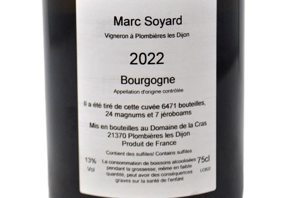 BOURGOGNE BLANC COTEAUX DE DIJION MONOPOLE "CRAS" 2022 - MARC SOYARD