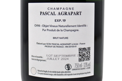 CHAMPAGNE BRUT NATURE GRAND CRU BLANC DE BLANCS A AVIZE  "EXP.19" - PASCAL AGRAPART