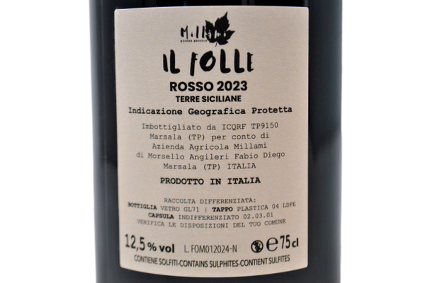 TERRE SICILIANE ROSSO IGP "IL FOLLE" 2023 - MILLAMI