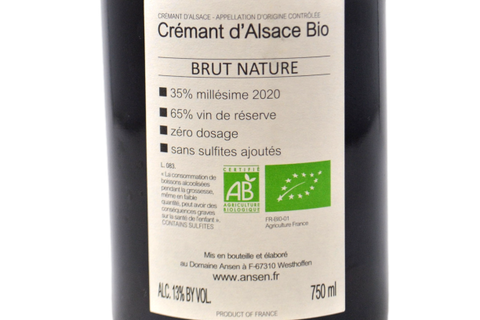 CREMANT D'ALSACE BRUT NATURE BIO - DOMAINE ANSEN