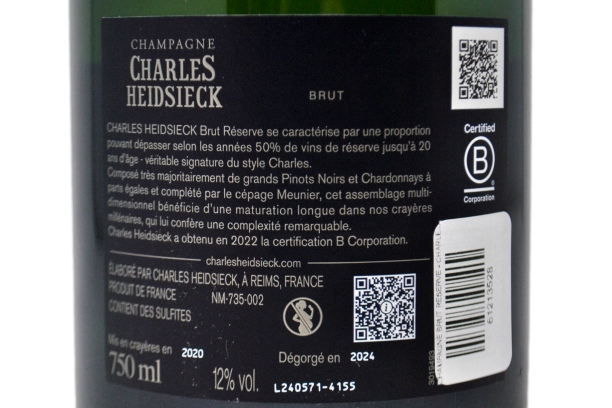 CHAMPAGNE BRUT RESERVE - CHARLES HEIDSIECK