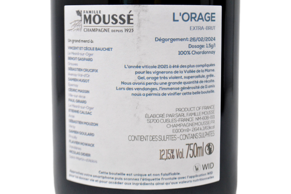 CHAMPAGNE EXTRA BRUT BLANC DE NOIRS "TERRE D'ILLITE" 2014 - MOUSSE' FILS