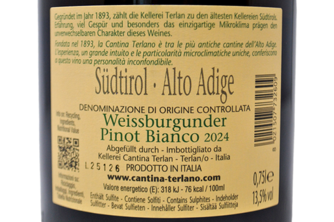 ALTO ADIGE DOC PINOT BIANCO TRADITION 2024 - KELLEREI TERLAN