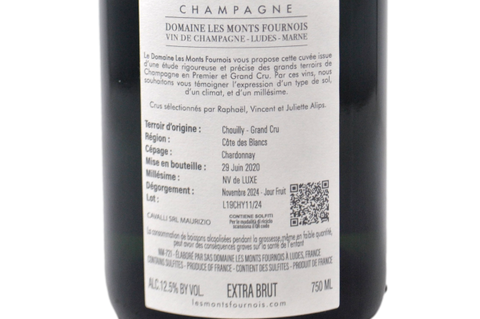 CHAMPAGNE CHOUILLY GRAND CRU BLANC DE BLANCS EXTRA BRUT 53 MOIS DE CAVE "CÔTE NV DE LUXE" - DOMAINE LES MONTS FOURNOIS