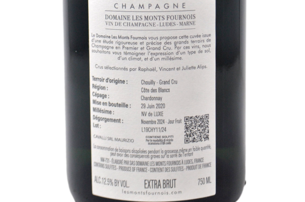 CHAMPAGNE CHOUILLY GRAND CRU BLANC DE BLANCS EXTRA BRUT 53 MOIS DE CAVE "CÔTE NV DE LUXE" - DOMAINE LES MONTS FOURNOIS