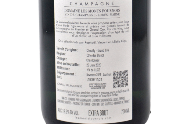 CHAMPAGNE CHOUILLY GRAND CRU BLANC DE BLANCS EXTRA BRUT 53 MOIS DE CAVE "CÔTE NV DE LUXE" - DOMAINE LES MONTS FOURNOIS