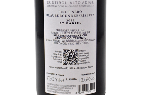 ALTO ADIGE PINOT NERO DOC RISERVA "ST. DANIEL" 2022 - COLTERENZIO