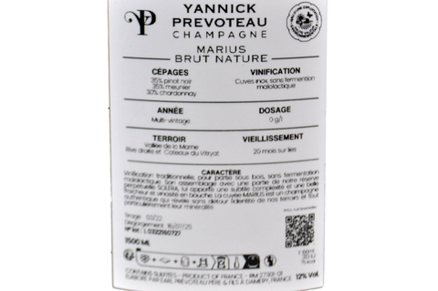 CHAMPAGNE BRUT NATURE "CUVÉE MARIUS" MAGNUM ASTUCCIATO - YANNICK PREVOTEAU