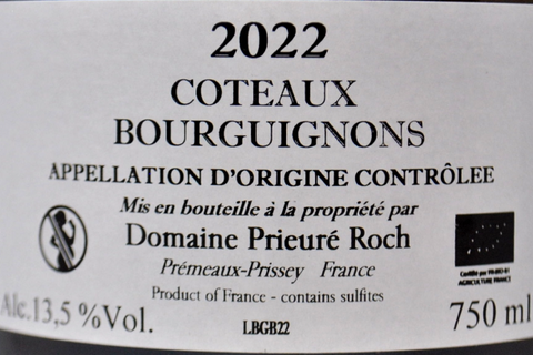 CÔTEAUX BOURGUIGNONS AOC BLANC 2022 - DOMAINE PRIEURÉ ROCH