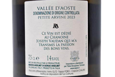 VALLEE D'AOSTE PETITE ARVINE DOC 2023 - ANSELMET