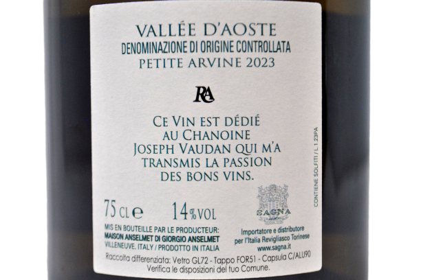 VALLEE D'AOSTE PETITE ARVINE DOC 2023 - ANSELMET