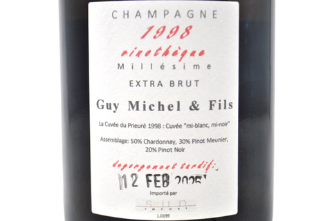 CHAMPAGNE EXTRA BRUT " VOTHEQUE - CUVÉE DU PRIEURÉ MI-BLANC, MI-NOIR" 1998 - SBOCCATURA 12 FEBBRAIO 2025 - GUY MICHEL ET FILS