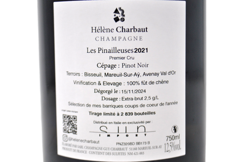CHAMPAGNE PREMIER CRU EXTRA BRUT BLANC DE NOIRS "LES PINAILLEUSES" 2021 - HÉLÈNE CHARBAUT