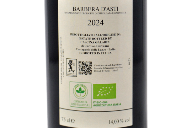 BARBERA D'ASTI DOCG BIO "LE QUERCE" 2024 - CASCINA GALARIN