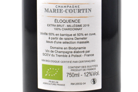 CHAMPAGNE EXTRA BRUT BLANC DE BLANCS "ELOQUENCE" 2019 - CHAMPAGNE MARIE-COURTIN