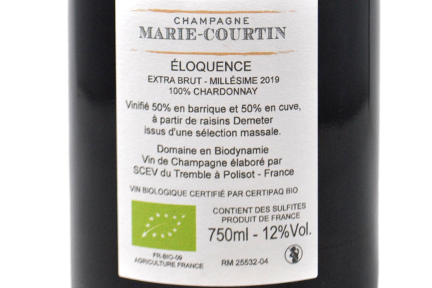 CHAMPAGNE EXTRA BRUT BLANC DE BLANCS "ELOQUENCE" 2019 - CHAMPAGNE MARIE-COURTIN