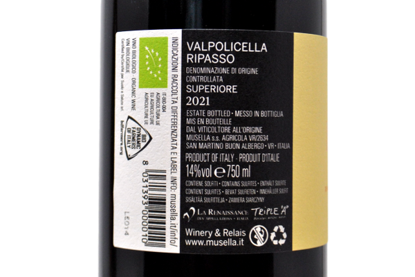 VALPOLICELLA RIPASSO SUPERIORE BIO DOC 2021 - MUSELLA