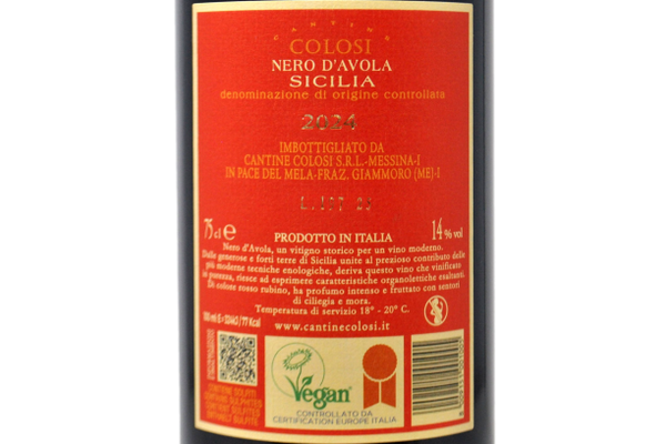 NERO D'AVOLA SICILIA DOC 2024 - CANTINE COLOSI