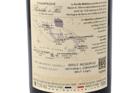 CHAMPAGNE BRUT RESERVE "VIEILLES VIGNES - CUVÉE NON FILTRÉE" - BÉRECHE & FILS