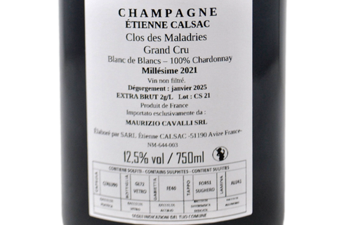 CHAMPAGNE AVIZE GRAND CRU BLANC DE BLANCS EXTRA BRUT "CLOS DE MALADRIES" 2021 - ÉTIENNE CALSAC