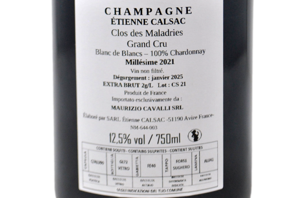 CHAMPAGNE AVIZE GRAND CRU BLANC DE BLANCS EXTRA BRUT "CLOS DE MALADRIES" 2021 - ÉTIENNE CALSAC