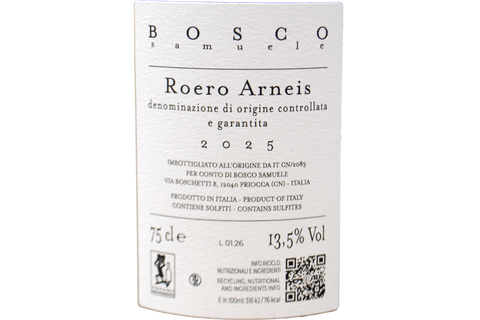 ROERO ARNEIS DOCG 2025 - AZIENDA AGRICOLA SAMUELE BOSCO