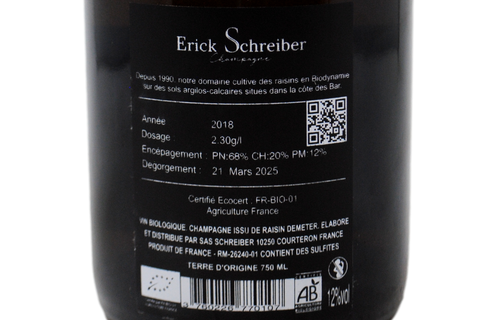 CHAMPAGNE BRUT BIODINAMICO "TERRE D'ORIGINE" 2018 - ERICK SCHREIBER