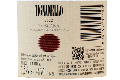 TOSCANA ROSSO IGT "TIGNANELLO" 2022 MAGNUM CASSA LEGNO - ANTINORI