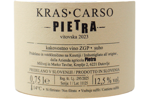 CARSO VITOVSKA "PIETRA" 2023 - AZIENDA AGRICOLA PIETRA