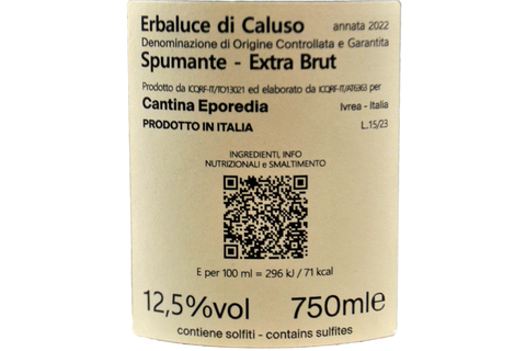 ERBALUCE DI CALUSO SPUMANTE DOCG EXTRA BRUT 2022 - CANTINA EPOREDIA