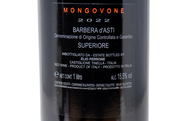 BARBERA D'ASTI SUPERIORE DOCG "MONGOVONE" 2022 (1 LITRO) - ELIO PERRONE