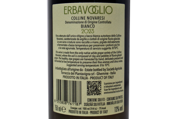 COLLINE NOVARESI BIANCO DOC "ERBAVOGLIO" 2023 - TORRACCIA DEL PIANTAVIGNA