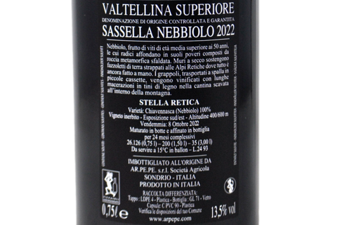 TERRASSES RHAETIQUES DE SONDRIO IGT NEBBIOLO "IL PETTIROSSO" 1999 - ARPEPE