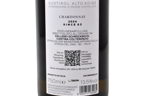 SUDTIROL ALTO ADIGE DOC CHARDONNAY "SINCE 83" 2024 - COLTERENZIO