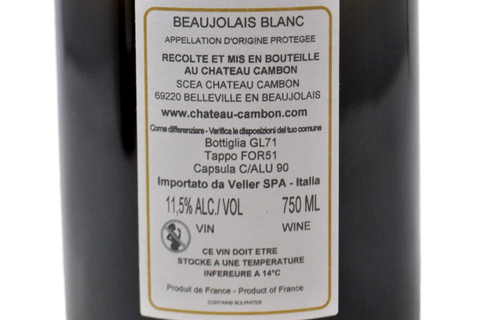 BEAUJOLAIS BLANC "CHATEAU CAMBON" 2023 - MARCEL LAPIERRE