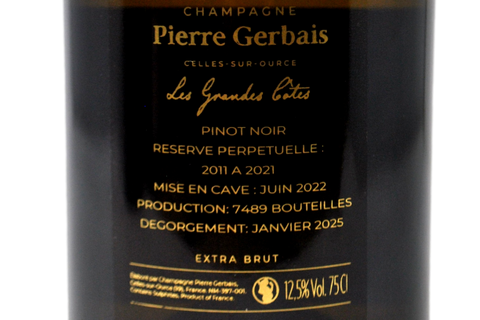 CHAMPAGNE EXTRA BRUT 100% PINOT NOIR RÉSERVE PERPETUELLE 2011-2021 "LES GRANDS COTES" - PIERRE GERBAIS