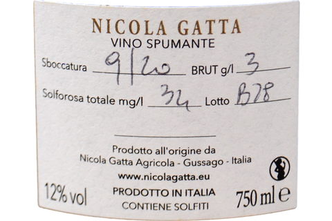 VINO SPUMANTE EXTRA BRUT "QUATTROCENTO" 40 LUNE SBOCCATURA SETTEMBRE 2020 - NICOLA GATTA
