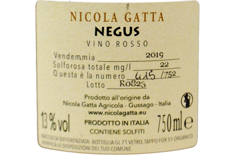 VINO ROSSO "NEGUS" 2019 - NICOLA GATTA