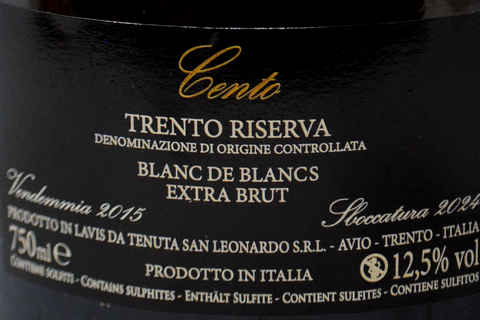 TRENTO DOC EXTRA BRUT BLANC DE BLANCS RISERVA "CENTO" 2015 IN ASTUCCIO - TENUTA SAN LEONARDO